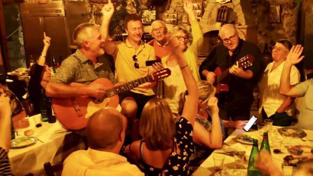 Breaking out in song and dance at the Villa Eremo in Amalfi on during pizza night! 